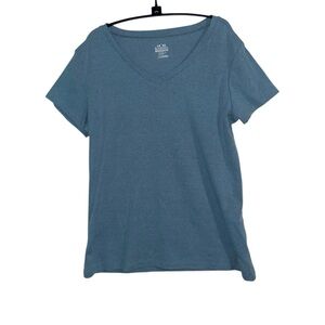Noble Outfitters Blue V-Neck Tee Women’s XL Soft Stretch Basic Cotton Blend Top